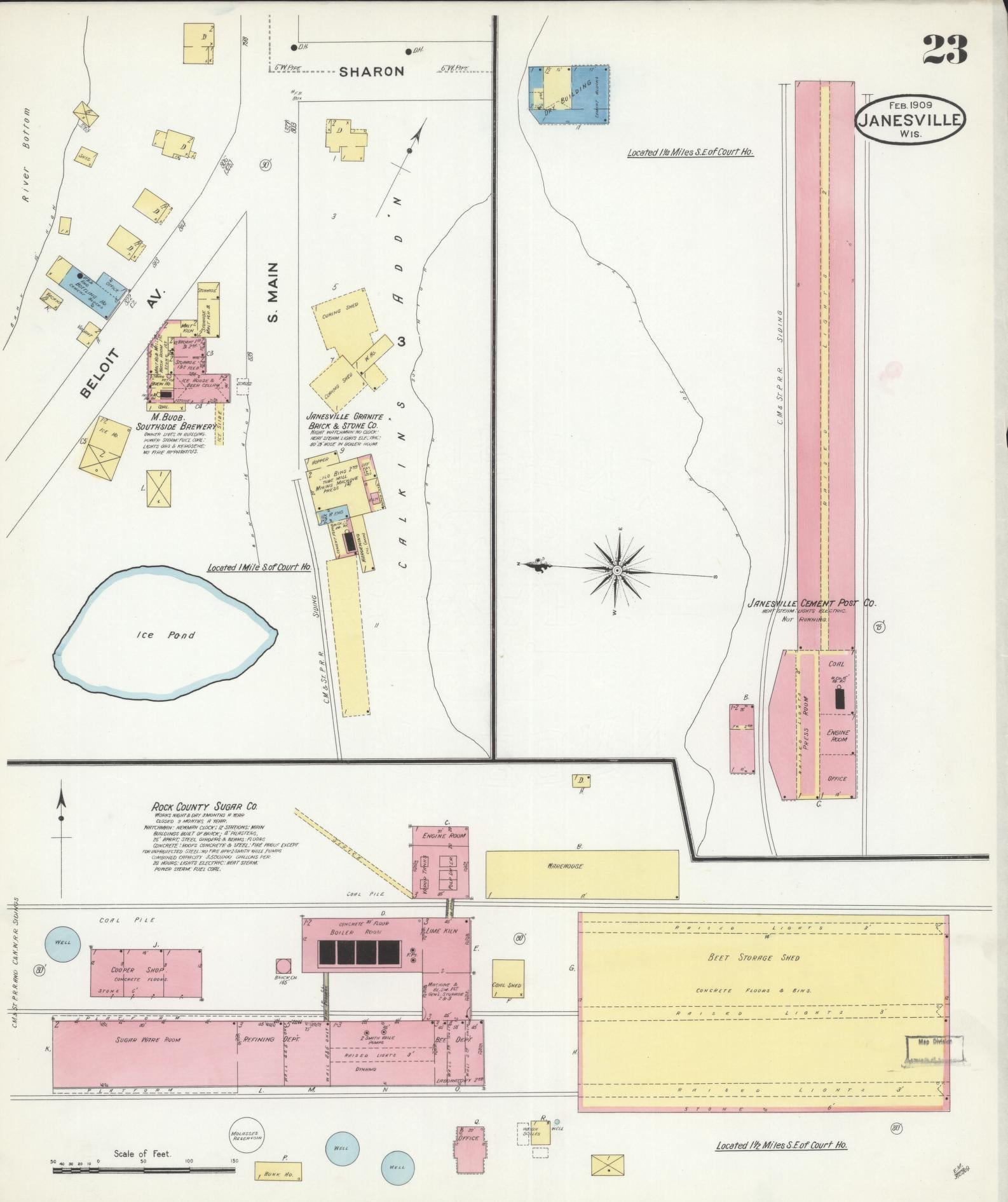 Sanborn Fire Insurance Map from Janesville, Rock County, Wisconsin (1909), Sheet #0023 - Complete Map Set gallery image, historic Sanborn map, vintage wall art, Wisconsin Wisconsin