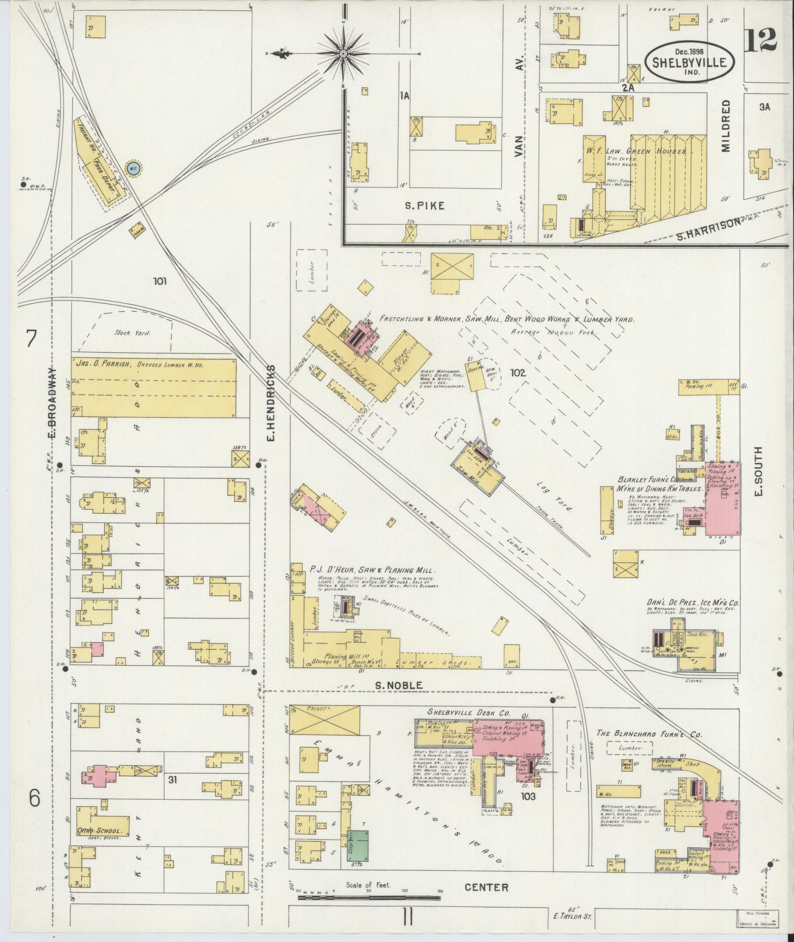 Sanborn Fire Insurance Map from Shelbyville, Shelby County, Indiana (1898), Sheet #0012 - Complete Map Set gallery image, historic Sanborn map, vintage wall art, Indiana Indiana