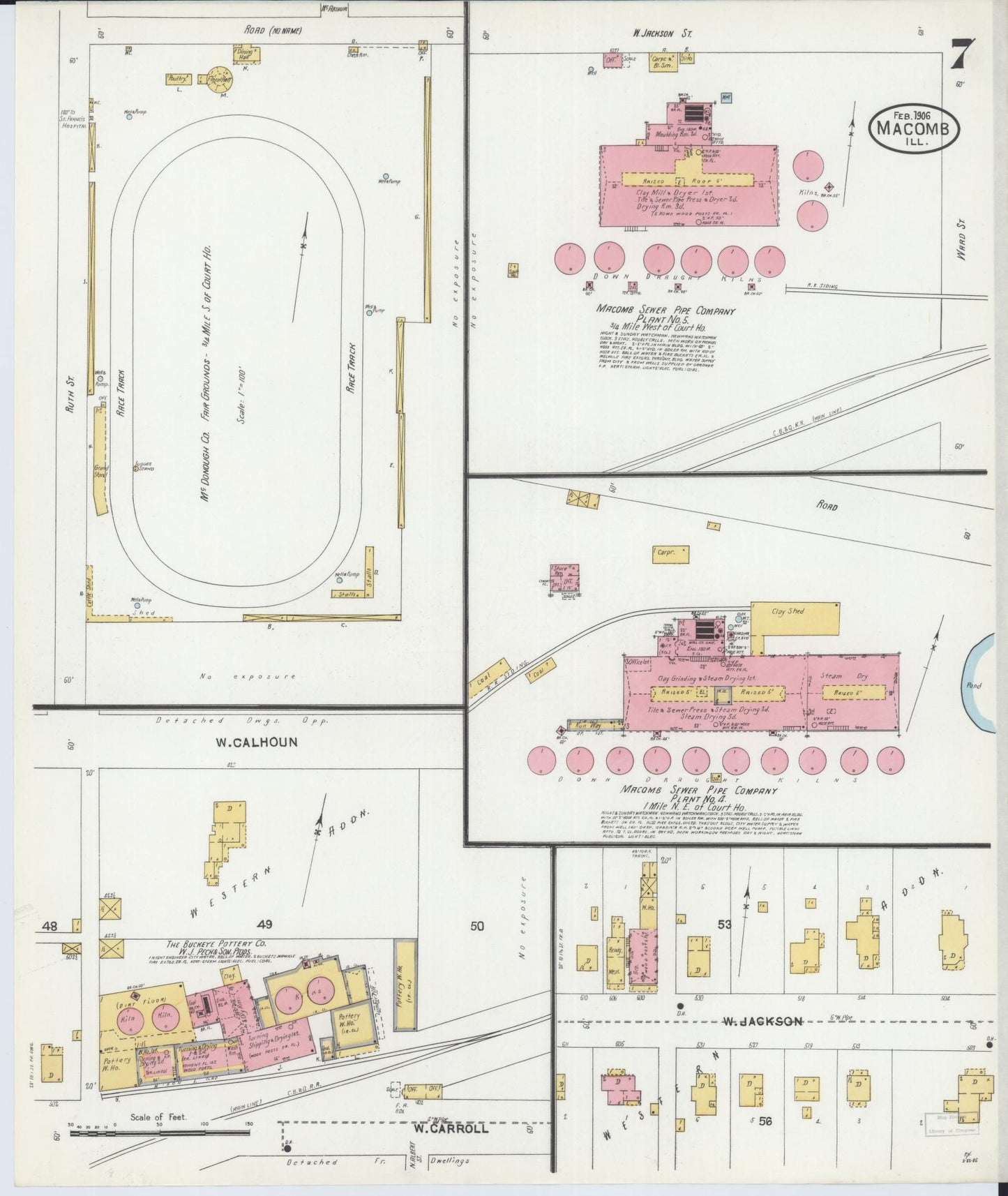 Sanborn Fire Insurance Map from Macomb, Mcdonough County, Illinois (1906), Sheet #0007 - Complete Map Set gallery image, historic Sanborn map, vintage wall art, Illinois Illinois