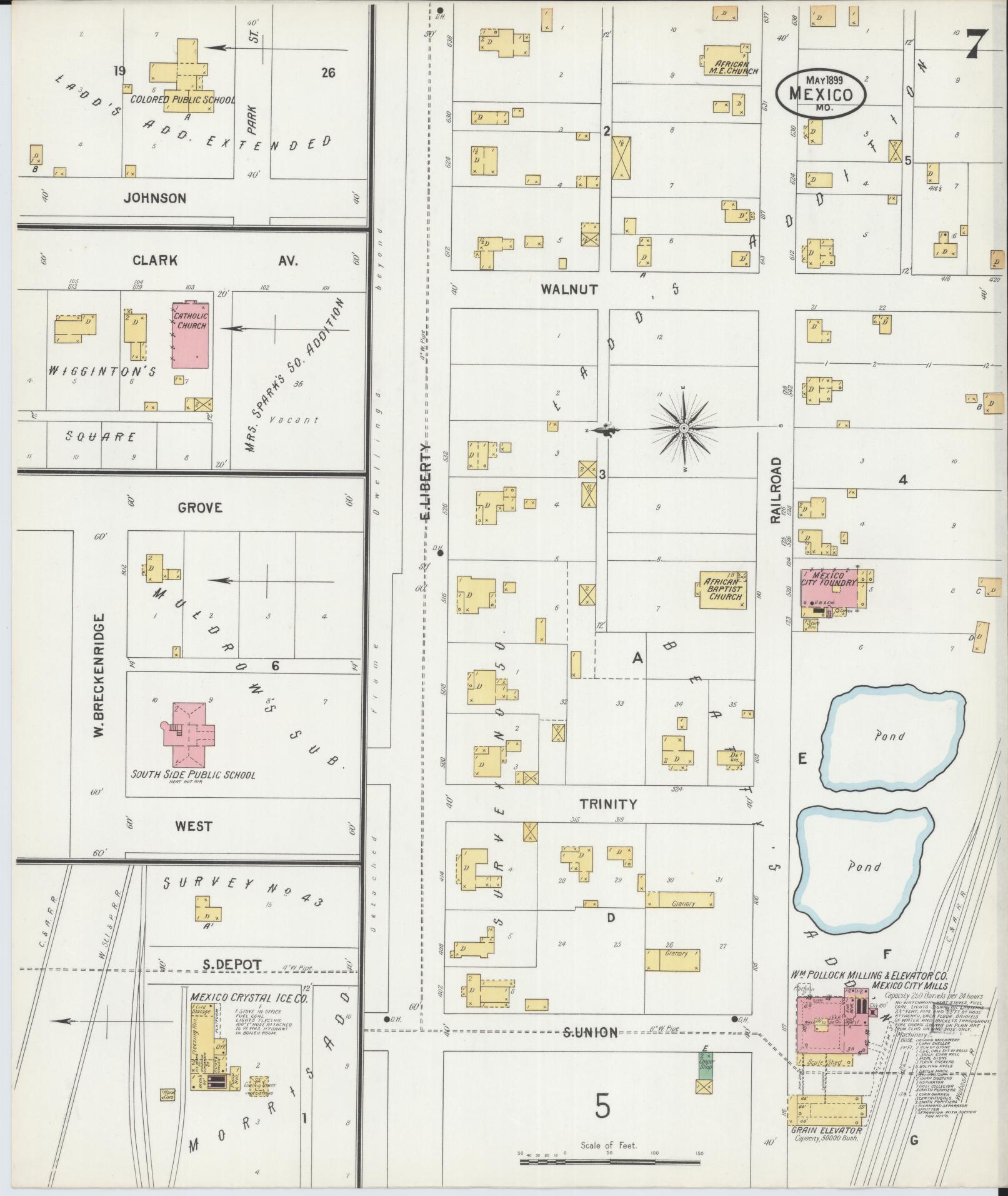 Sanborn Fire Insurance Map from Mexico, Audrain County, Missouri (1899), Sheet #0007 - Complete Map Set gallery image, historic Sanborn map, vintage wall art, Missouri Missouri