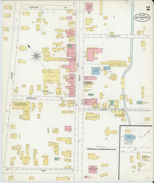 Sanborn Fire Insurance Map from Schoharie, Schoharie County, New York (1904), Sheet #0002 - Historic Sanborn Fire Insurance Map Print, vintage old map wall art, antique decor, genealogy gift, New York New York map