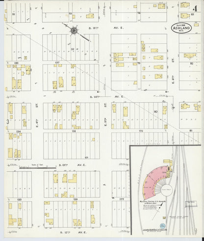 Sanborn Fire Insurance Map from Ashland, Ashland County, Wisconsin (1909), Sheet #0004 - Complete Map Set gallery image, historic Sanborn map, vintage wall art, Wisconsin Wisconsin