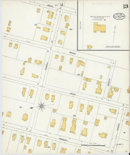 Sanborn Fire Insurance Map from Clinton, Worcester County, Massachusetts (1904), Sheet #0013 - Historic Sanborn Fire Insurance Map Print, vintage old map wall art, antique decor, genealogy gift, Massachusetts Massachusetts map