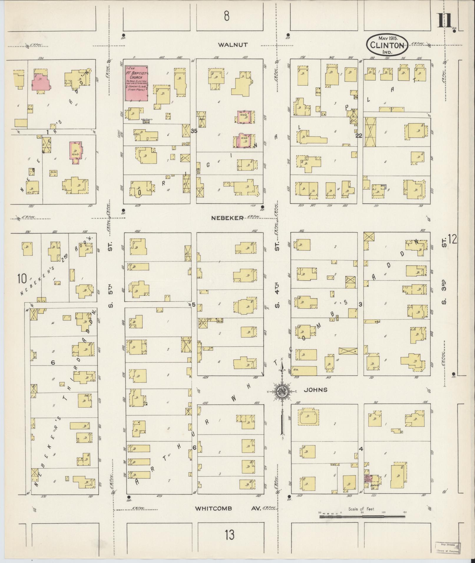 Sanborn Fire Insurance Map from Clinton, Vermillion County, Indiana (1915), Sheet #0011 - Complete Map Set gallery image, historic Sanborn map, vintage wall art, Indiana Indiana
