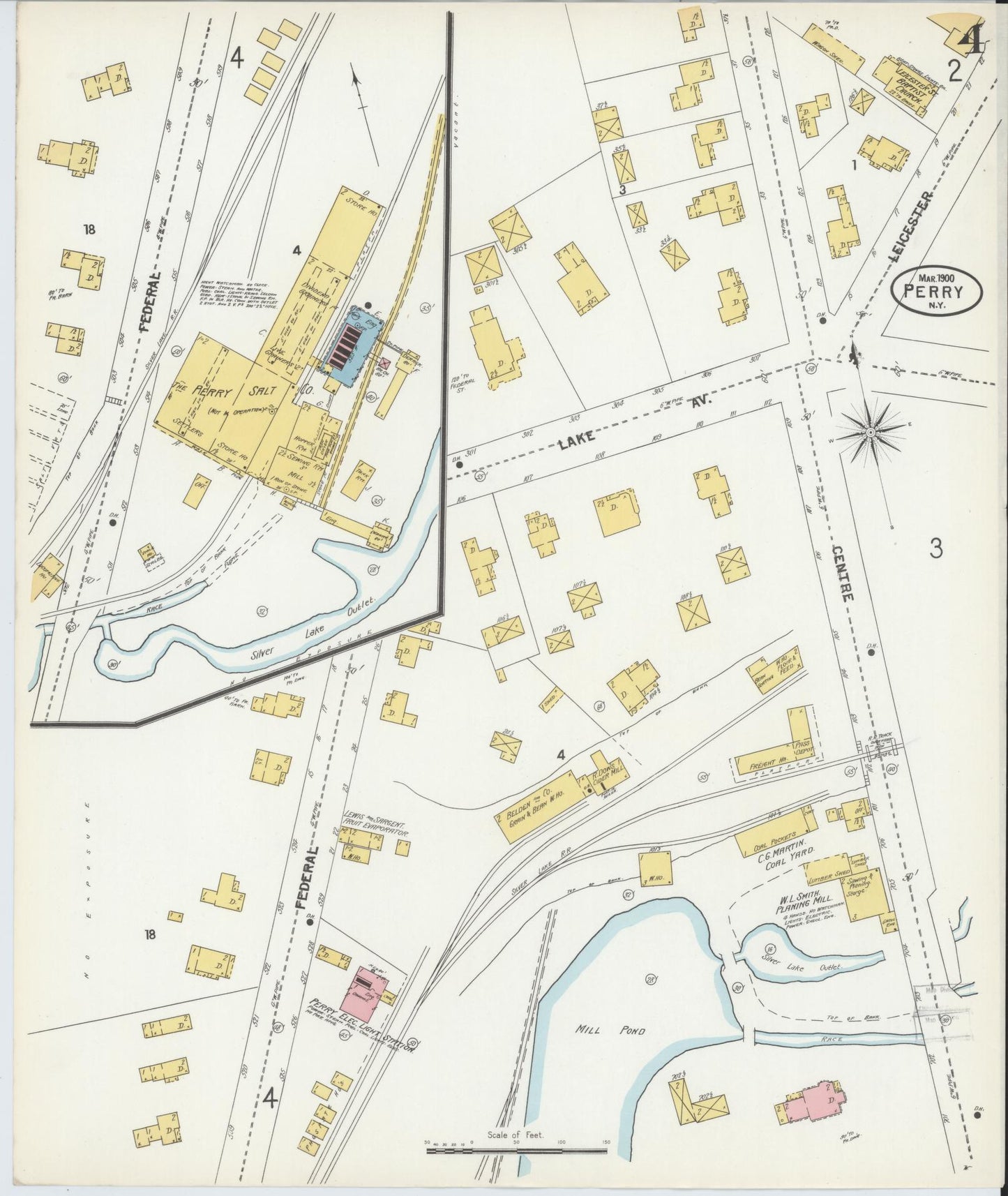 Sanborn Fire Insurance Map from Perry, Wyoming County, New York (1900), Sheet #0004 - Complete Map Set gallery image, historic Sanborn map, vintage wall art, Perry Wyoming