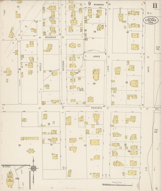 Sanborn Fire Insurance Map from Colfax, Whitman County, Washington (1912), Sheet #0011 - Historic Sanborn Fire Insurance Map Print, vintage old map wall art, antique decor, genealogy gift, Washington Washington map
