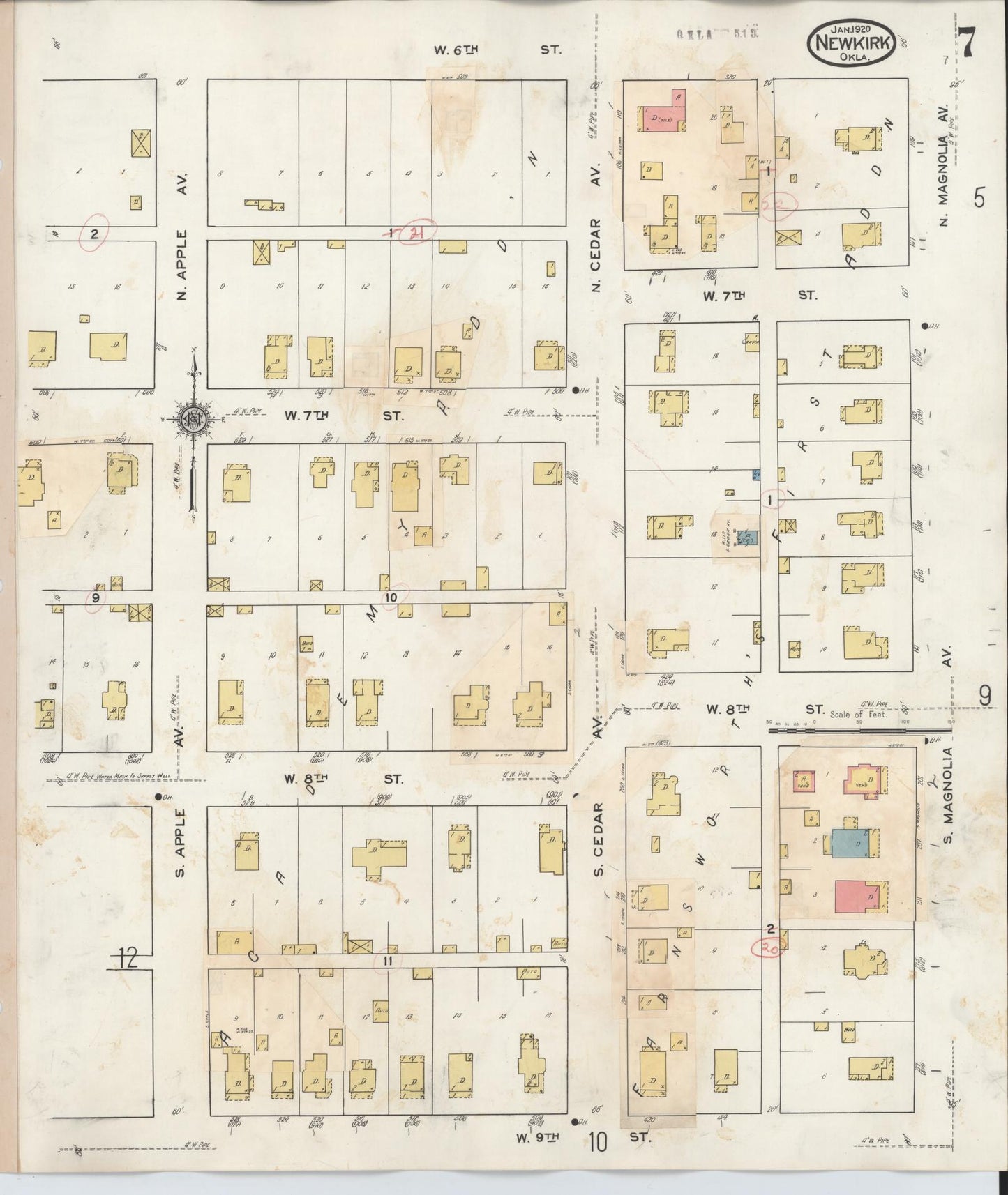 Sanborn Fire Insurance Map from Newkirk, Kay County, Oklahoma (1942), Sheet #0007 - Complete Map Set gallery image, historic Sanborn map, vintage wall art, Oklahoma Oklahoma
