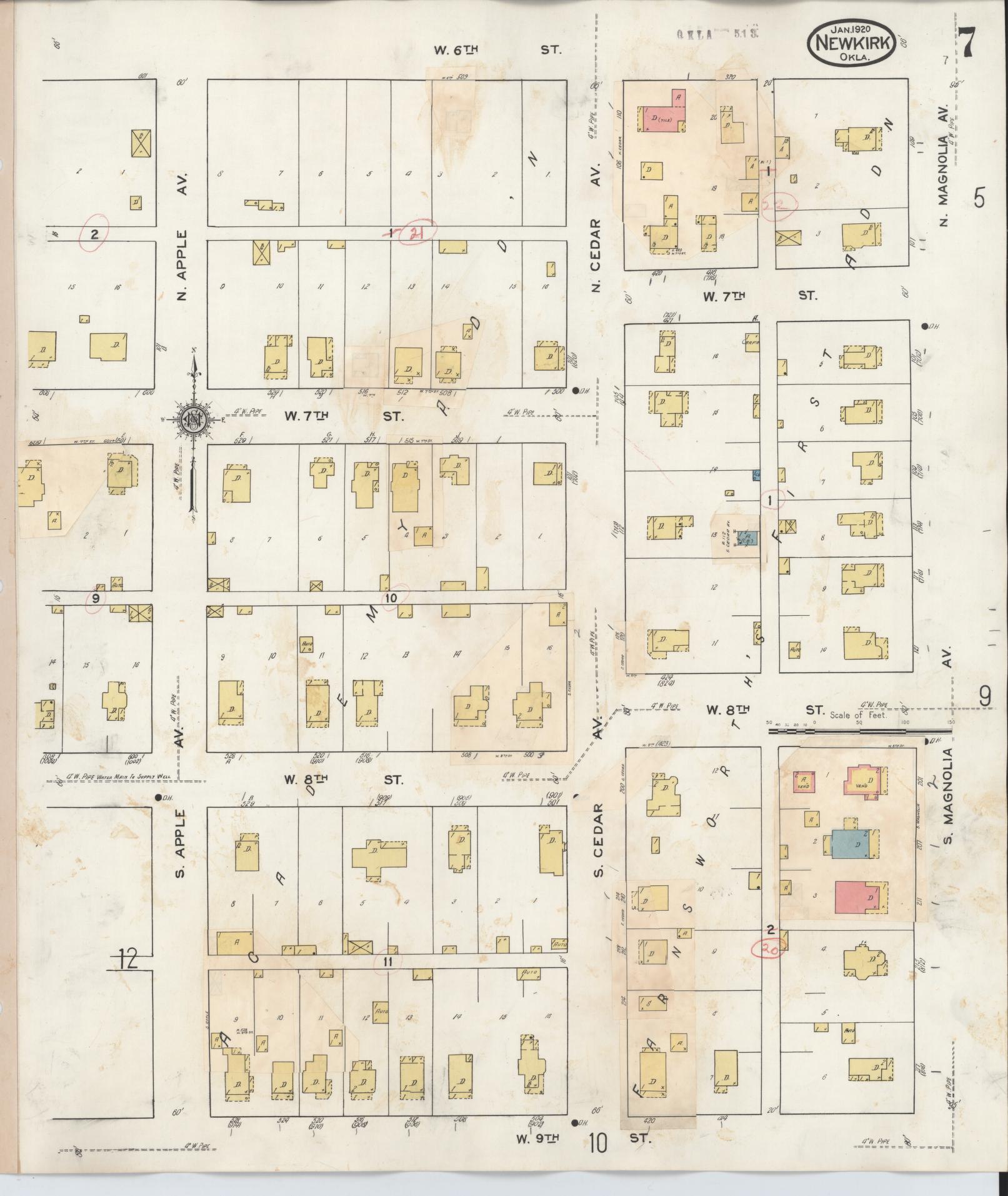 Sanborn Fire Insurance Map from Newkirk, Kay County, Oklahoma (1942), Sheet #0007 - Complete Map Set gallery image, historic Sanborn map, vintage wall art, Oklahoma Oklahoma