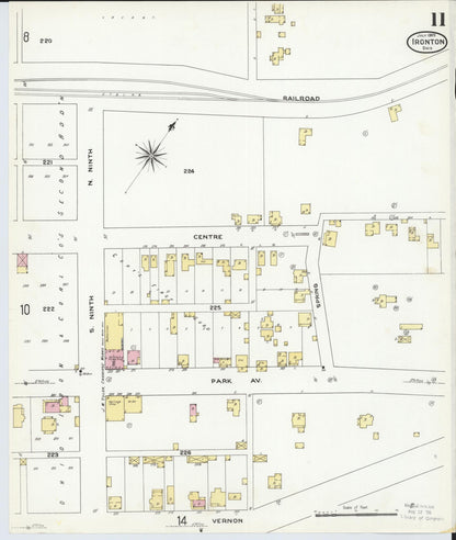 Sanborn Fire Insurance Map from Ironton, Lawrence County, Ohio (1909), Sheet #0011 - Historic Sanborn Fire Insurance Map Print, vintage old map wall art, antique decor, genealogy gift, Ohio Ohio map