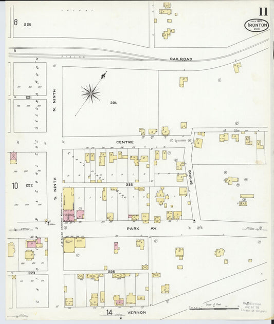 Sanborn Fire Insurance Map from Ironton, Lawrence County, Ohio (1909), Sheet #0011 - Historic Sanborn Fire Insurance Map Print, vintage old map wall art, antique decor, genealogy gift, Ohio Ohio map