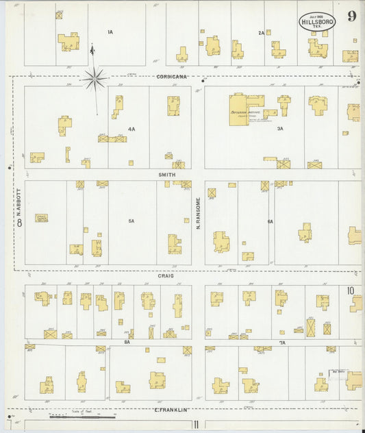 Sanborn Fire Insurance Map from Hillsboro, Hill County, Texas (1900), Sheet #0009 - Historic Sanborn Fire Insurance Map Print, vintage old map wall art, antique decor, genealogy gift, Texas Texas map