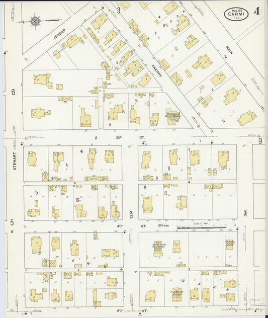 Sanborn Fire Insurance Map from Carmi, White County, Illinois (1912), Sheet #0004 - Historic Sanborn Fire Insurance Map Print, vintage old map wall art, antique decor, genealogy gift, Illinois Illinois map