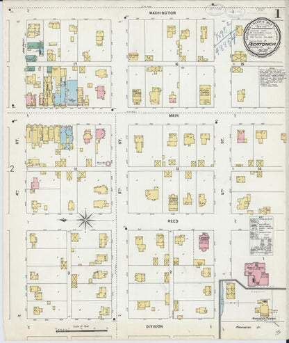 Sanborn Fire Insurance Map from Pecatonica, Winnebago County, Illinois (1898), Sheet #0001 - Complete Map Set gallery image, historic Sanborn map, vintage wall art, Illinois Illinois