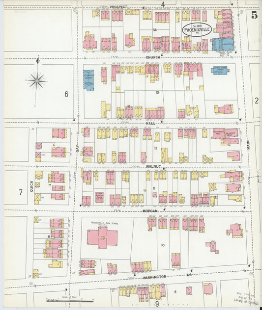Sanborn Fire Insurance Map from Phoenixville, Chester County, Pennsylvania (1900), Sheet #0005 - Historic Sanborn Fire Insurance Map Print, vintage old map wall art, antique decor, genealogy gift, Pennsylvania Pennsylvania map
