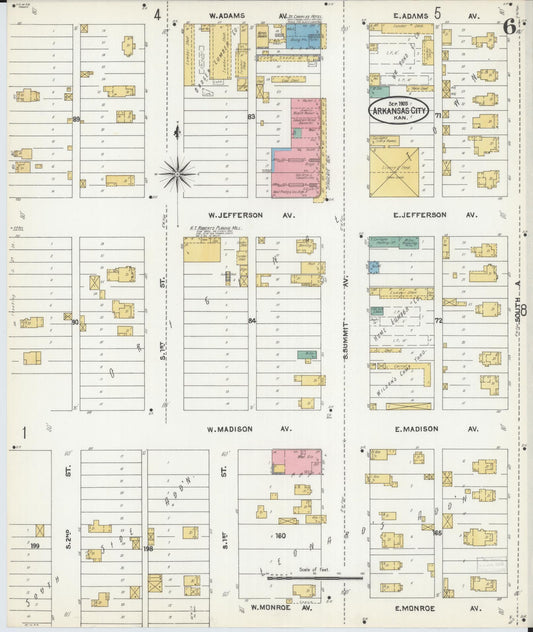 Sanborn Fire Insurance Map from Arkansas City, Cowley County, Kansas (1905), Sheet #0006 - Historic Sanborn Fire Insurance Map Print, vintage old map wall art, antique decor, genealogy gift, Arkansas Arkansas map