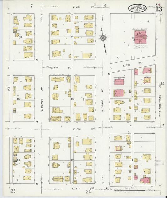 Sanborn Fire Insurance Map from Bartlesville, Washington County, Oklahoma (1920), Sheet #0013 - Historic Sanborn Fire Insurance Map Print, vintage old map wall art, antique decor, genealogy gift, Oklahoma Oklahoma map