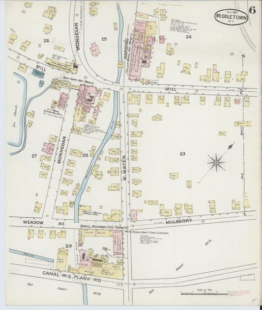 Sanborn Fire Insurance Map from Middletown, Orange County, New York (1887), Sheet #0005 - Historic Sanborn Fire Insurance Map Print, vintage old map wall art, antique decor, genealogy gift, New York New York map