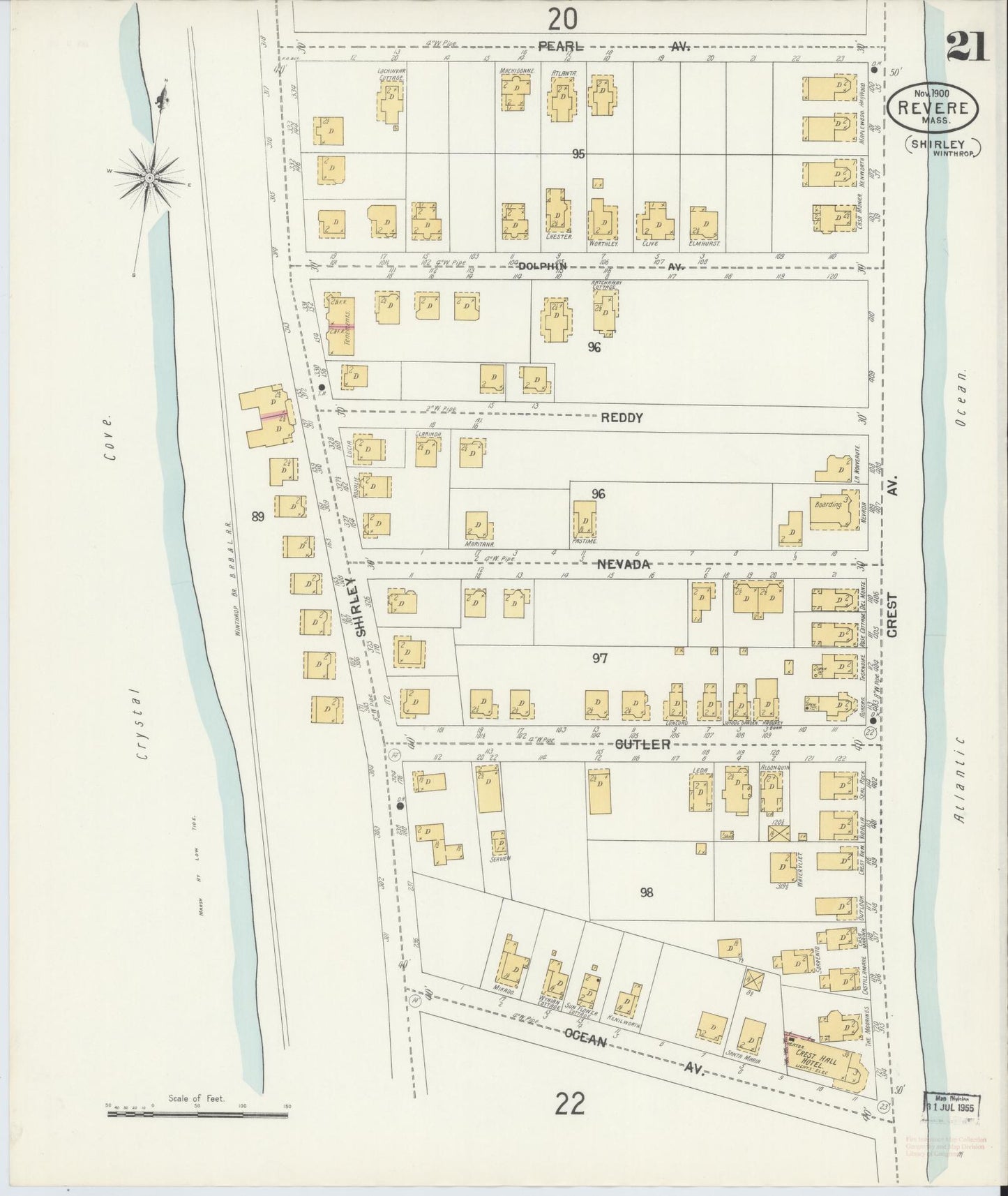 Sanborn Fire Insurance Map from Revere, Suffolk County, Massachusetts (1900), Sheet #0021 - Complete Map Set gallery image, historic Sanborn map, vintage wall art, Massachusetts Massachusetts
