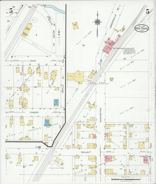 Sanborn Fire Insurance Map from New Paris, Preble County, Ohio (1927), Sheet #0005 - Historic Sanborn Fire Insurance Map Print, vintage old map wall art, antique decor, genealogy gift, Ohio Ohio map