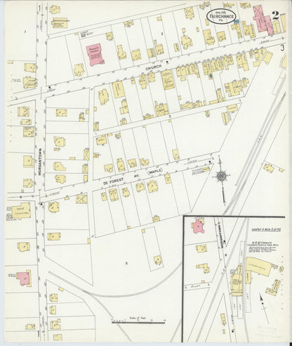 Sanborn Fire Insurance Map from Fairchange, Fayette County, Pennsylvania (1911), Sheet #0002 - Historic Sanborn Fire Insurance Map Print, vintage old map wall art, antique decor, genealogy gift, Pennsylvania Pennsylvania map