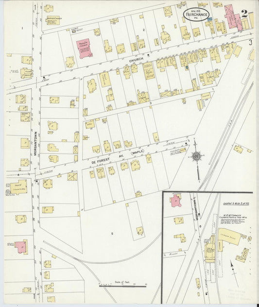Sanborn Fire Insurance Map from Fairchange, Fayette County, Pennsylvania (1911), Sheet #0002 - Historic Sanborn Fire Insurance Map Print, vintage old map wall art, antique decor, genealogy gift, Pennsylvania Pennsylvania map