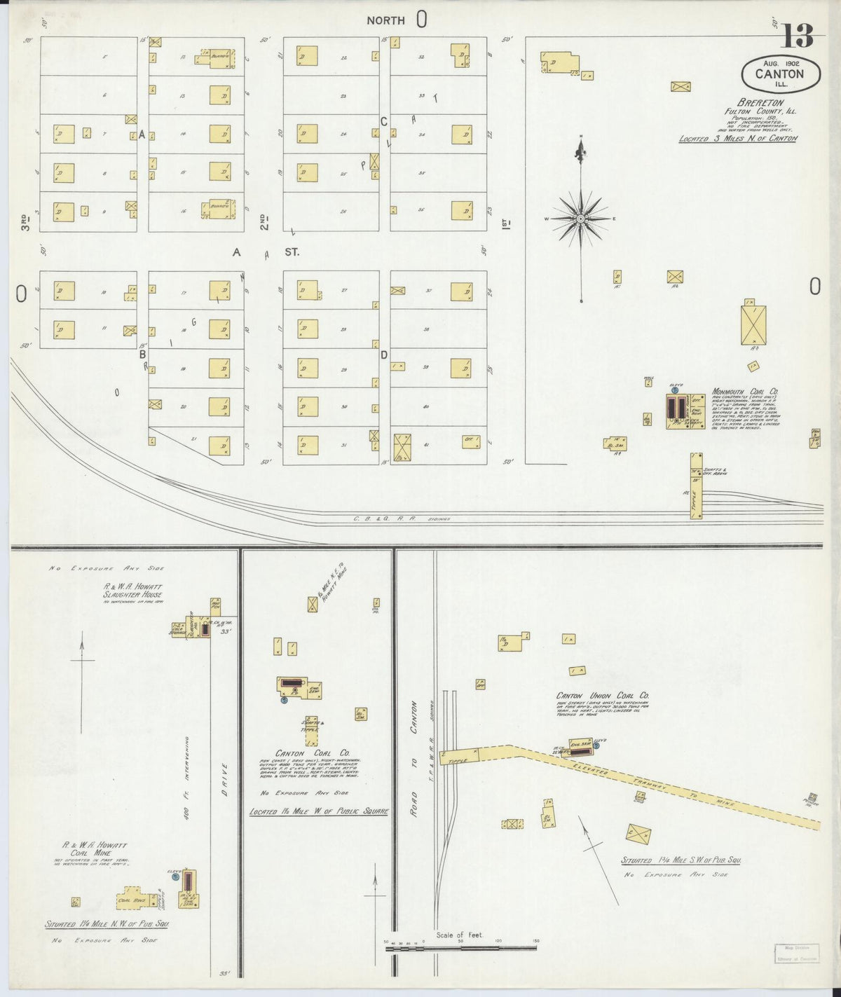 Sanborn Fire Insurance Map from Canton, Fulton County, Illinois (1902), Sheet #0013 - Historic Sanborn Fire Insurance Map Print, vintage old map wall art, antique decor, genealogy gift, Illinois Illinois map