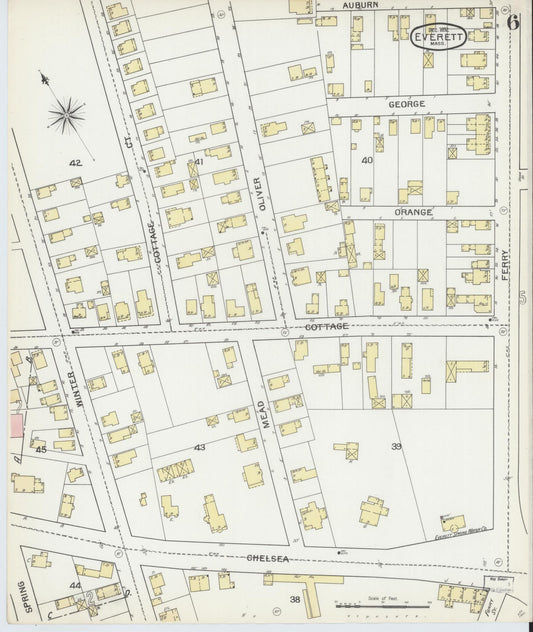 Sanborn Fire Insurance Map from Everett, Middlesex County, Massachusetts (1892), Sheet #0006 - Historic Sanborn Fire Insurance Map Print, vintage old map wall art, antique decor, genealogy gift, Massachusetts Massachusetts map