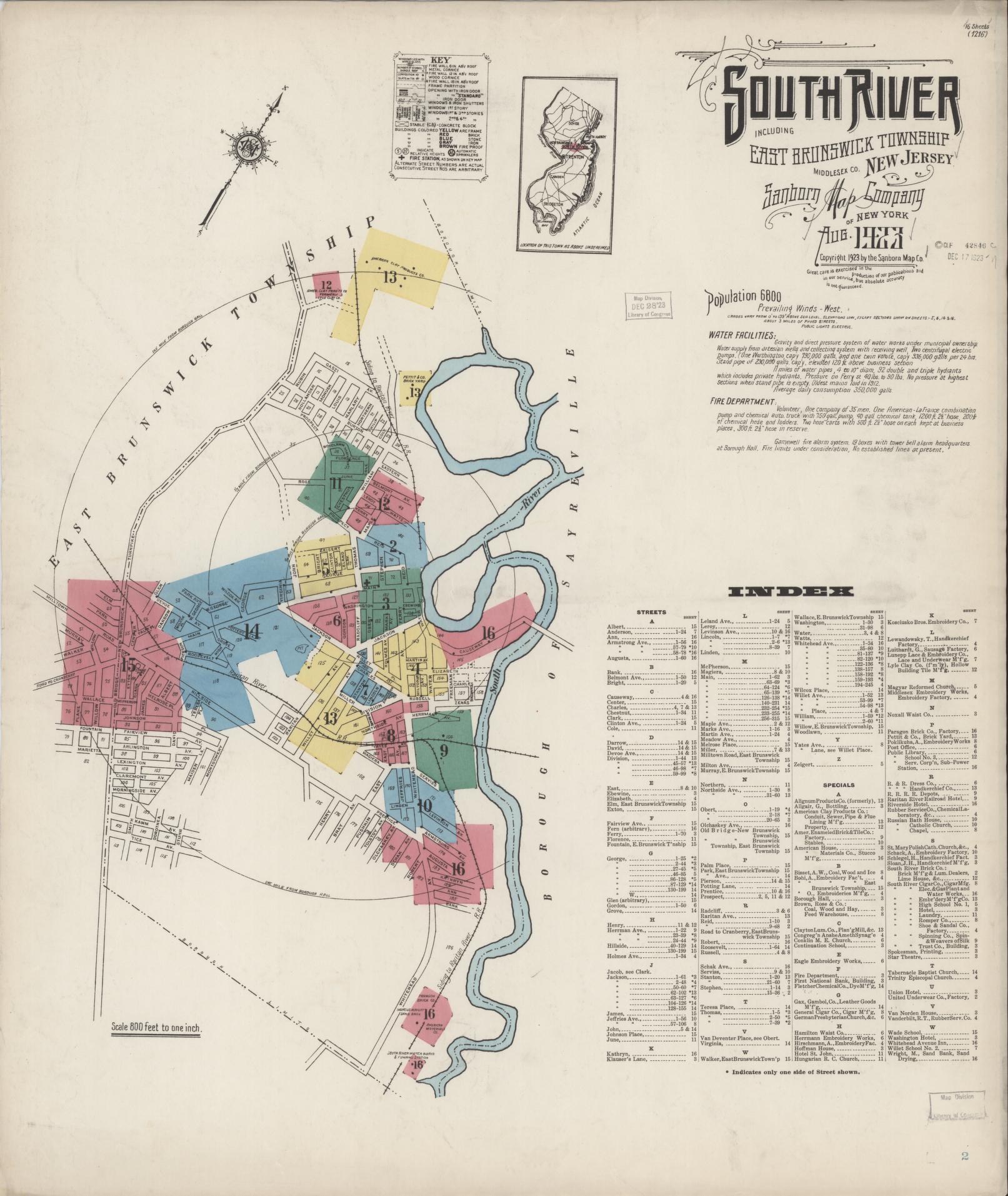 Sanborn Fire Insurance Map from South River, Middlesex County, New Jersey. (1923) – Historic Sanborn Fire Insurance Map Print