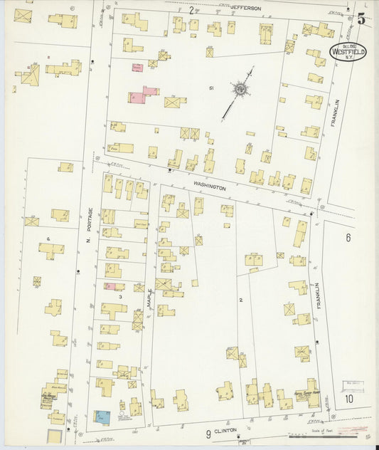 Sanborn Fire Insurance Map from Westfield, Chautauqua County, New York (1912), Sheet #0005 - Historic Sanborn Fire Insurance Map Print, vintage old map wall art, antique decor, genealogy gift, New York New York map