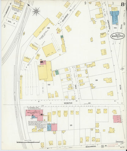 Sanborn Fire Insurance Map from New Rochelle, Westchester County, New York (1903), Sheet #0008 - Complete Map Set gallery image, historic Sanborn map, vintage wall art, New York New York