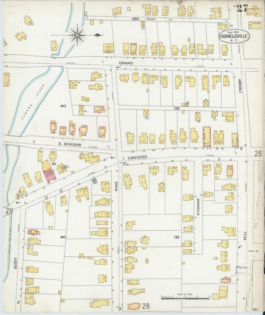 Sanborn Fire Insurance Map from Hornell, Steuben County, New York (1904), Sheet #0027 - Historic Sanborn Fire Insurance Map Print, vintage old map wall art, antique decor, genealogy gift, New York New York map
