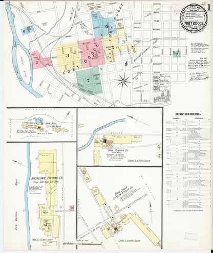 Sanborn Fire Insurance Map from Fort Dodge, Webster County, Iowa (1892), Sheet #0001 - Historic Sanborn Fire Insurance Map Print