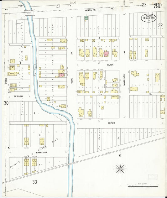 Sanborn Fire Insurance Map from Fort Madison, Lee County, Iowa (1907), Sheet #0031 - Historic Sanborn Fire Insurance Map Print, vintage old map wall art