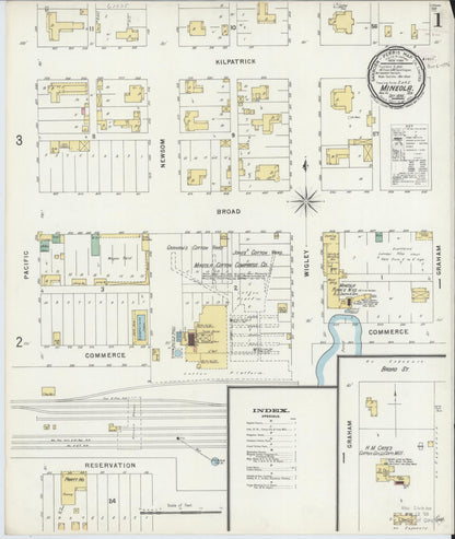 Sanborn Fire Insurance Map from Mineola, Wood County, Texas (1896), Sheet #0001 - Complete Map Set gallery image, historic Sanborn map, vintage wall art, Texas Texas
