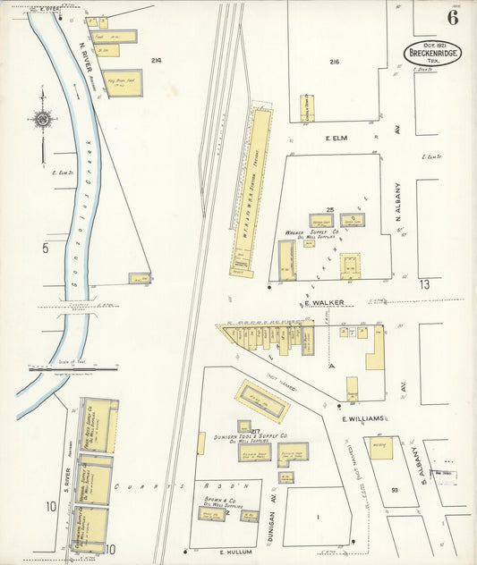 Sanborn Fire Insurance Map from Breckenridge, Stephens County, Texas (1921), Sheet #0006 - Historic Sanborn Fire Insurance Map Print, vintage old map wall art, antique decor, genealogy gift, Texas Texas map