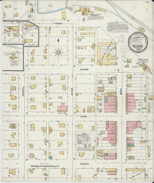 Sanborn Fire Insurance Map from Talmage, Otoe County, Nebraska (1900), Sheet #0001 - Historic Sanborn Fire Insurance Map Print, vintage old map wall art, antique decor, genealogy gift, Nebraska Nebraska map