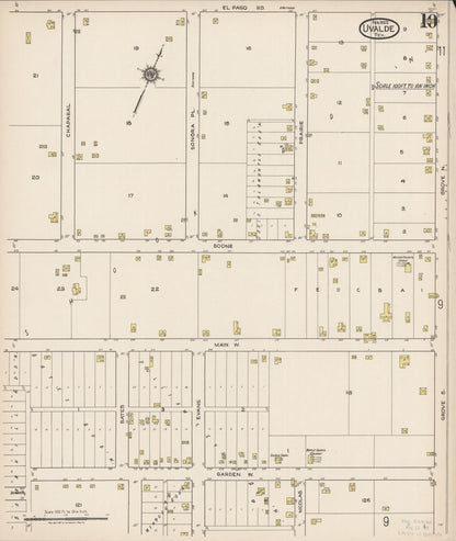 Sanborn Fire Insurance Map from Uvalde, Uvalde County, Texas (1922), Sheet #0010 - Historic Sanborn Fire Insurance Map Print, vintage old map wall art, antique decor, genealogy gift, Texas Texas map