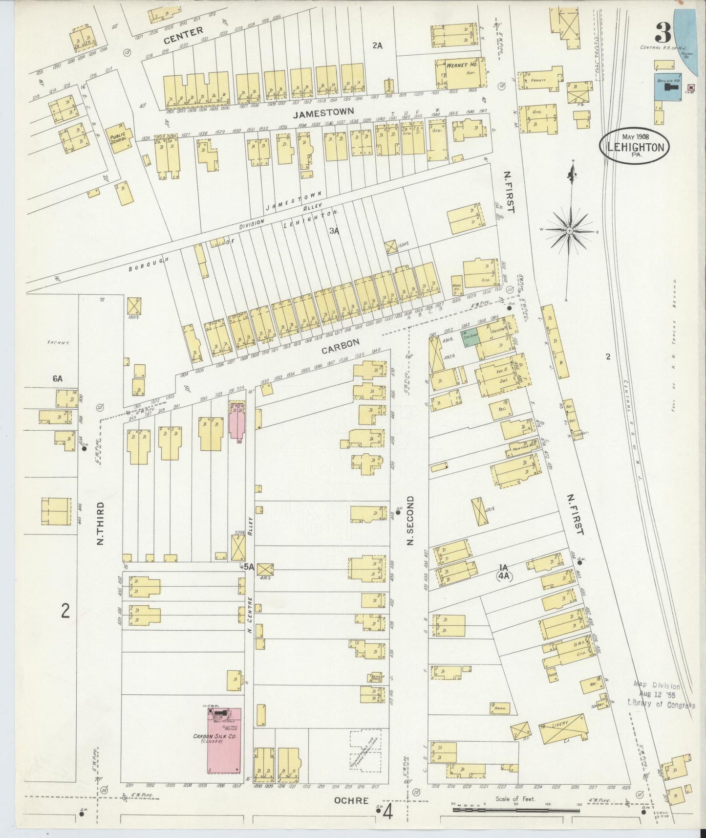 Sanborn Fire Insurance Map from Lehighton, Carbon County, Pennsylvania (1908), Sheet #0003 - Complete Map Set gallery image, historic Sanborn map, vintage wall art, Pennsylvania Pennsylvania