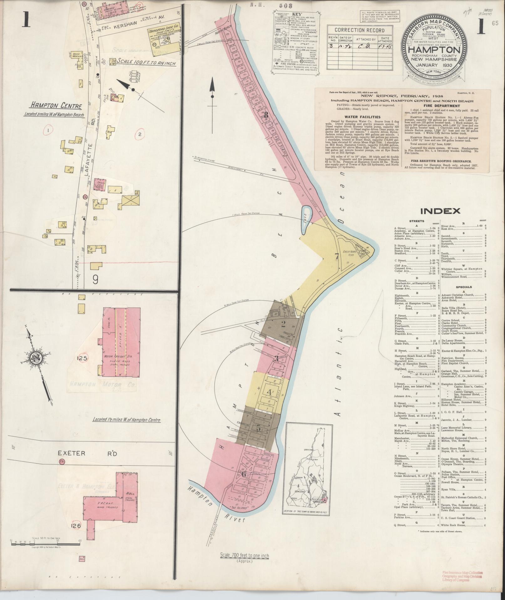 Sanborn Fire Insurance Map from Hampton, Rockingham County, New Hampshire (1942), Sheet #0001 - Complete Map Set gallery image, historic Sanborn map, vintage wall art, New Hampshire New Hampshire