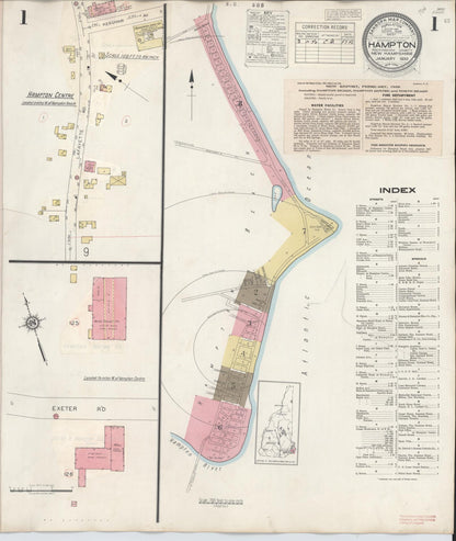 Sanborn Fire Insurance Map from Hampton, Rockingham County, New Hampshire (1942), Sheet #0001 - Complete Map Set gallery image, historic Sanborn map, vintage wall art, New Hampshire New Hampshire