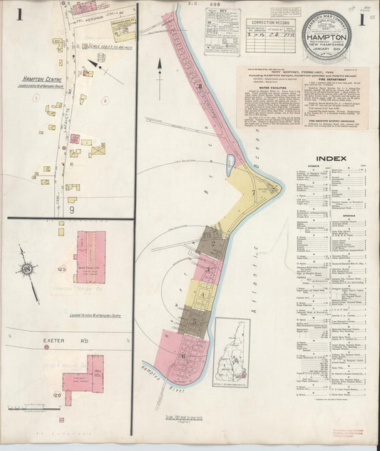 Sanborn Fire Insurance Map from Hampton, Rockingham County, New Hampshire (1942), Sheet #0001 - Complete Map Set gallery image, historic Sanborn map, vintage wall art, New Hampshire New Hampshire