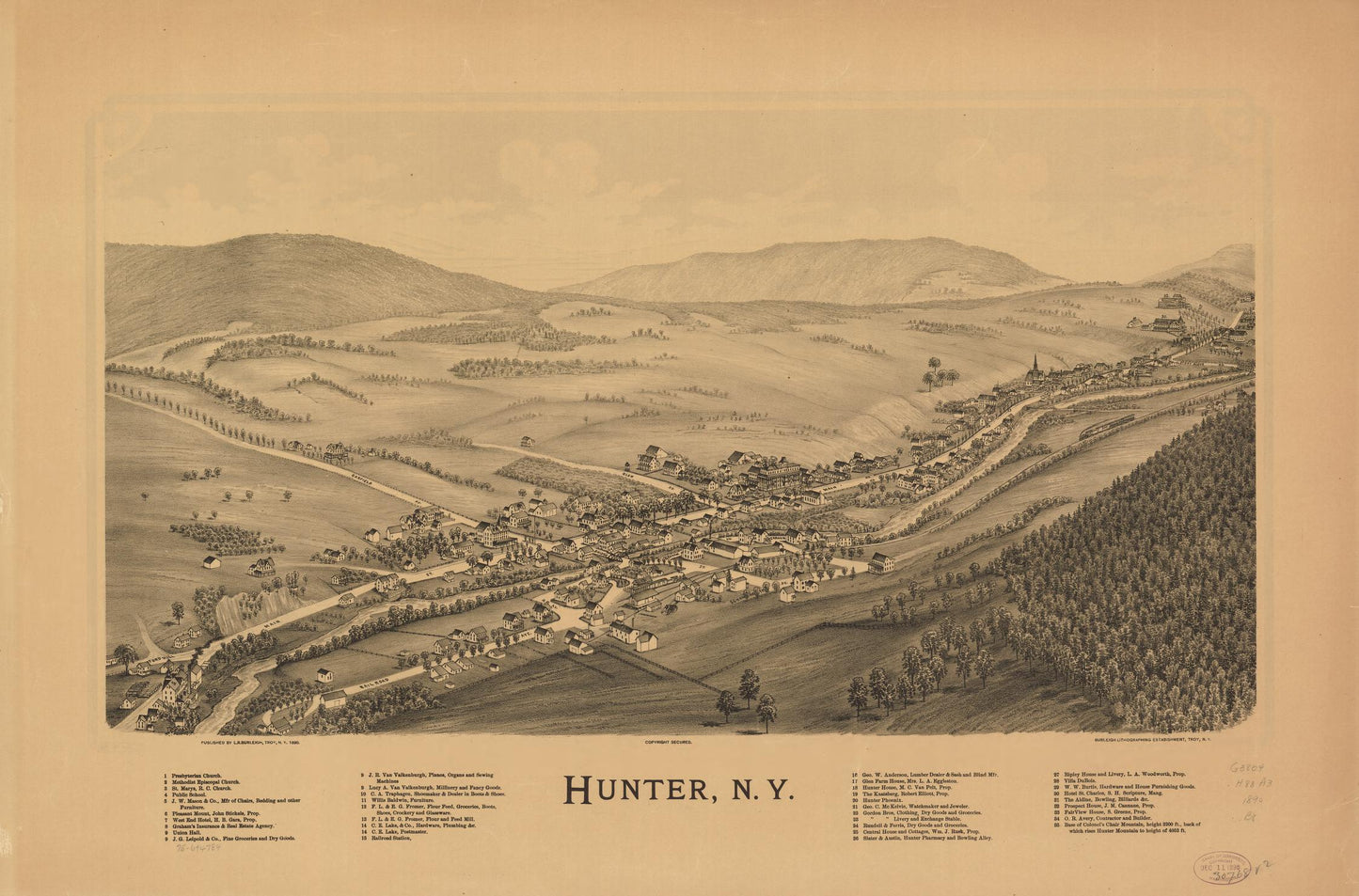 Hunter, N.Y. (1890) – Historic Bird’s-Eye View Panorama Print