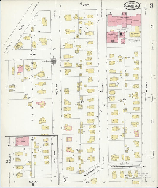 Sanborn Fire Insurance Map from Albert Lea, Freeborn County, Minnesota (1910), Sheet #0003 - Historic Sanborn Fire Insurance Map Print, vintage old map wall art, antique decor, genealogy gift, Minnesota Minnesota map