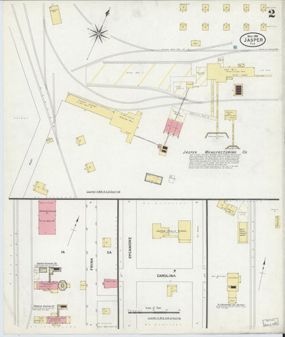 Sanborn Fire Insurance Map from Jasper, Hamilton County, Florida (1909), Sheet #0002 - Historic Sanborn Fire Insurance Map Print, vintage old map wall art, antique decor, genealogy gift, Florida Florida map