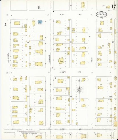 Sanborn Fire Insurance Map from Ottawa, Franklin County, Kansas (1905), Sheet #0017 - Complete Map Set gallery image, historic Sanborn map, vintage wall art, Kansas Kansas