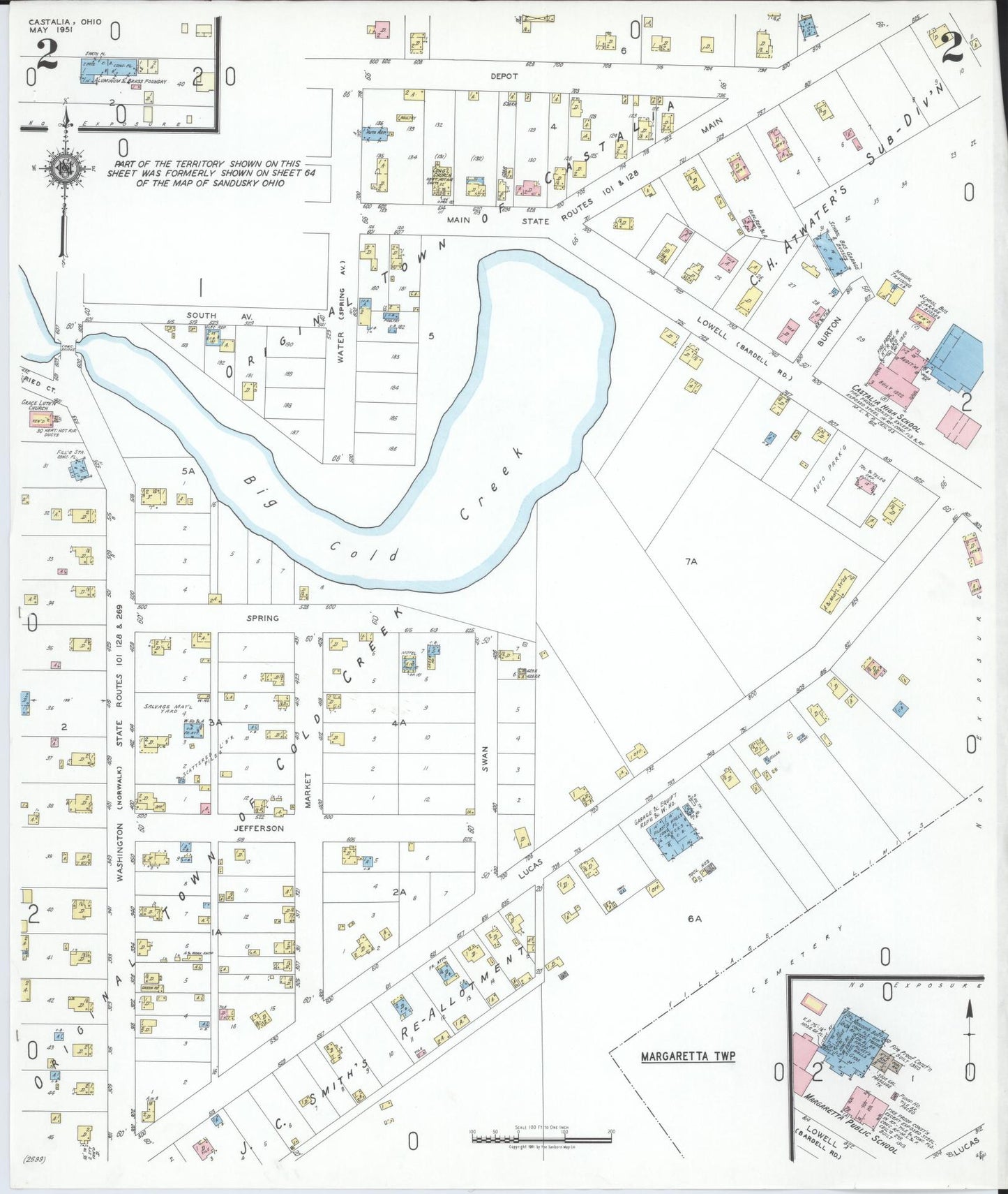 Sanborn Fire Insurance Map from Castalia, Erie County, Ohio (1951), Sheet #0002 - Complete Map Set gallery image, historic Sanborn map, vintage wall art, Ohio Ohio