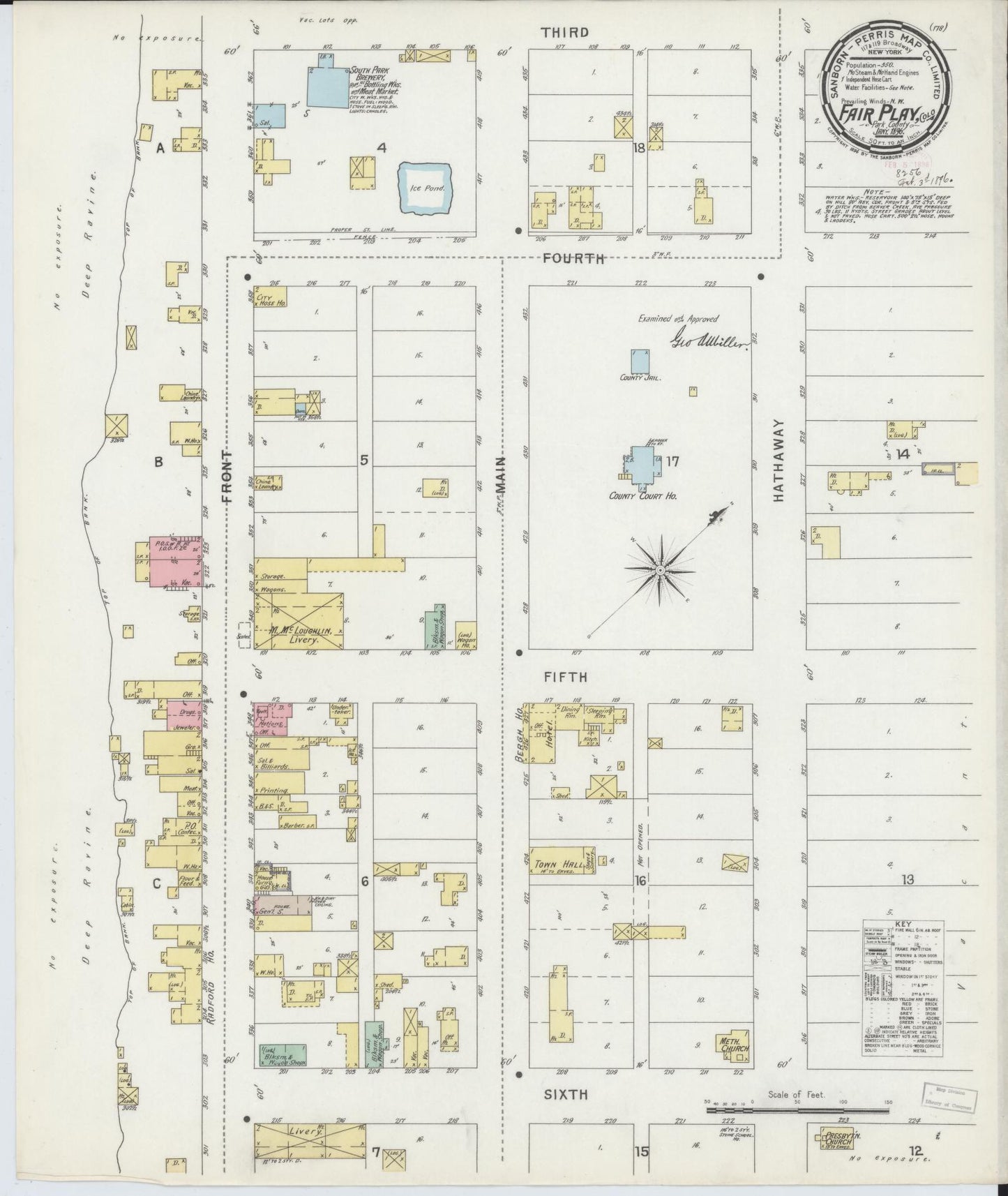 Sanborn Fire Insurance Map from Fair Play, Park County, Colorado (1896), Sheet #0001 - Historic Sanborn Fire Insurance Map Print, vintage old map wall art, antique decor, genealogy gift, Colorado Colorado map