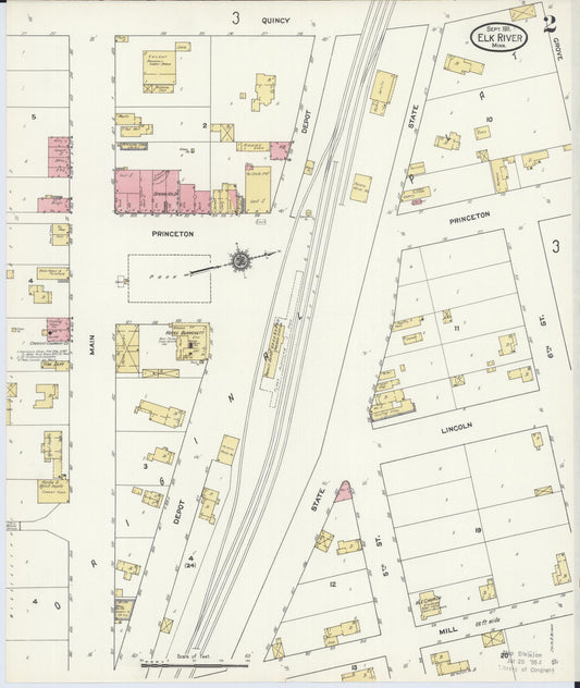Sanborn Fire Insurance Map from Elk River, Sherburne County, Minnesota (1911), Sheet #0002 - Historic Sanborn Fire Insurance Map Print, vintage old map wall art, antique decor, genealogy gift, Minnesota Minnesota map