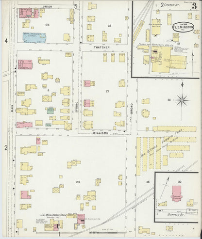 Sanborn Fire Insurance Map from Flemington, Hunterdon County, New Jersey (1896), Sheet #0003 - Complete Map Set gallery image, historic Sanborn map, vintage wall art, New Jersey New Jersey
