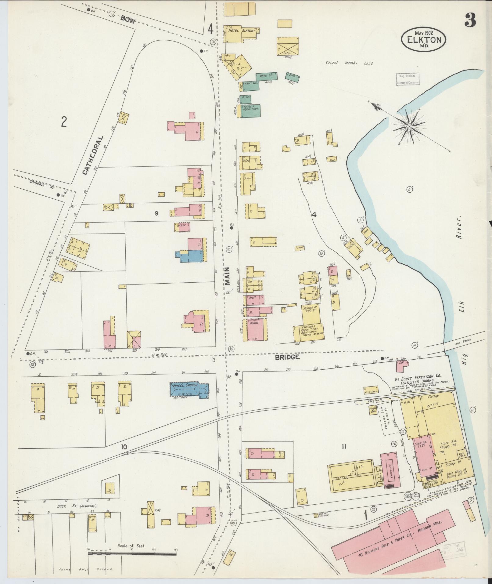 Sanborn Fire Insurance Map from Elkton, Cecil County, Maryland (1902), Sheet #0003 - Complete Map Set gallery image, historic Sanborn map, vintage wall art, Maryland Maryland